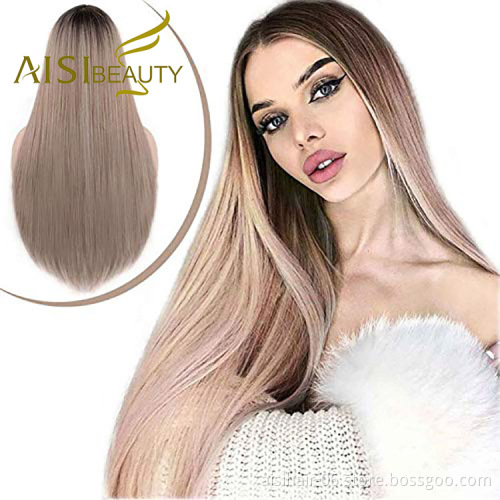 Aisi Beauty Popular Vendor Cheap Long Straight Ombre Blonde Wig Lace Frontal Synthetic Hair For Black Women Lace Front Wig